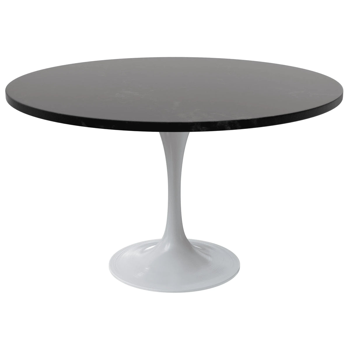 Verve Round Dining Table with MDF/Sintered Stone/Resin Tabletop in White Stainless Steel Pedestal Base - Elax Furniture