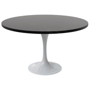Verve Round Dining Table with MDF/Sintered Stone/Resin Tabletop in White Stainless Steel Pedestal Base - Elax Furniture