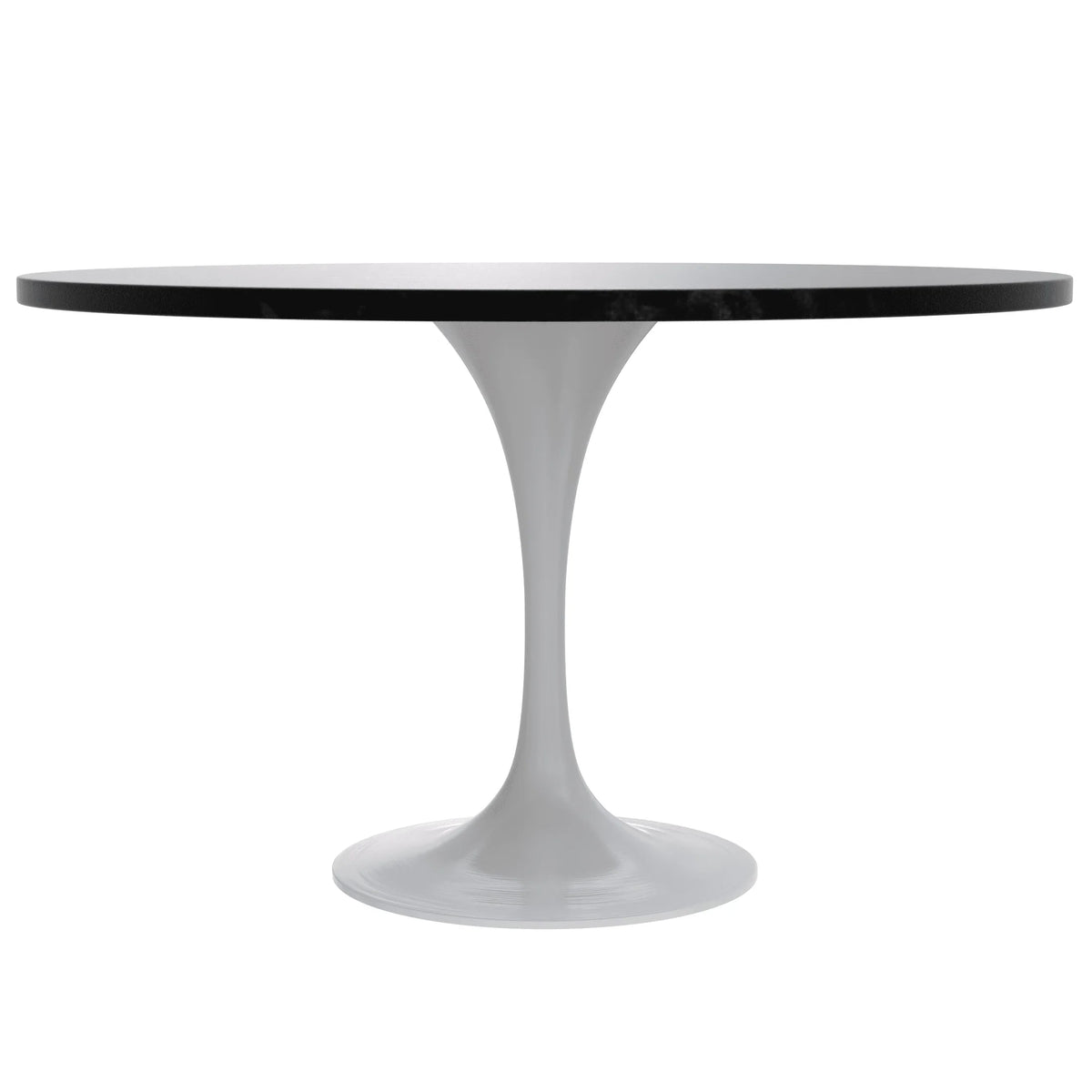 Verve Round Dining Table with MDF/Sintered Stone/Resin Tabletop in White Stainless Steel Pedestal Base - Elax Furniture