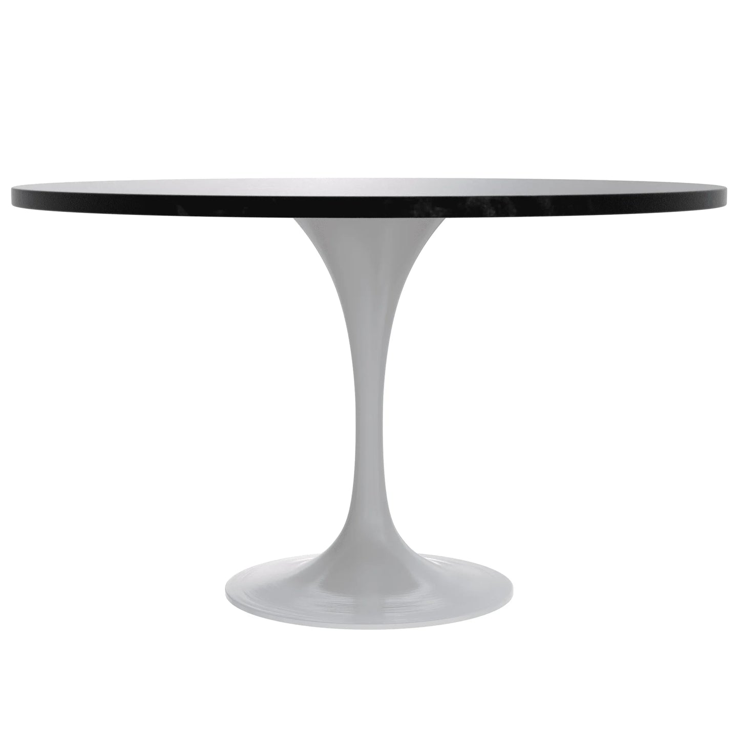 Verve Round Dining Table with MDF/Sintered Stone/Resin Tabletop in White Stainless Steel Pedestal Base - Elax Furniture