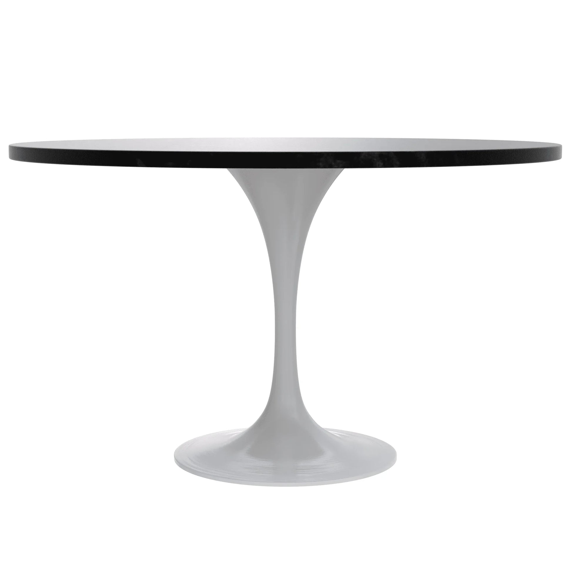 Verve Round Dining Table with MDF/Sintered Stone/Resin Tabletop in White Stainless Steel Pedestal Base - Elax Furniture