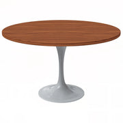 Verve Round Dining Table with MDF/Sintered Stone/Resin Tabletop in White Stainless Steel Pedestal Base - Elax Furniture