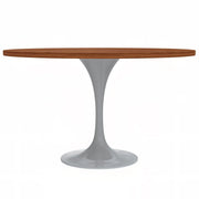 Verve Round Dining Table with MDF/Sintered Stone/Resin Tabletop in White Stainless Steel Pedestal Base - Elax Furniture