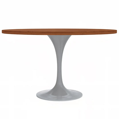 Verve Round Dining Table with MDF/Sintered Stone/Resin Tabletop in White Stainless Steel Pedestal Base - Elax Furniture