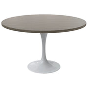 Verve Round Dining Table with MDF/Sintered Stone/Resin Tabletop in White Stainless Steel Pedestal Base - Elax Furniture