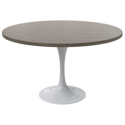 Verve Round Dining Table with MDF/Sintered Stone/Resin Tabletop in White Stainless Steel Pedestal Base - Elax Furniture