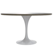 Verve Round Dining Table with MDF/Sintered Stone/Resin Tabletop in White Stainless Steel Pedestal Base - Elax Furniture