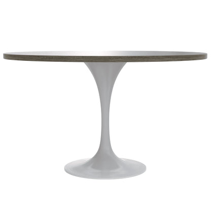 Verve Round Dining Table with MDF/Sintered Stone/Resin Tabletop in White Stainless Steel Pedestal Base - Elax Furniture