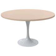 Verve Round Dining Table with MDF/Sintered Stone/Resin Tabletop in White Stainless Steel Pedestal Base - Elax Furniture