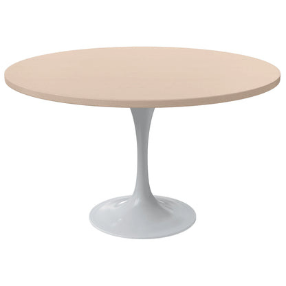 Verve Round Dining Table with MDF/Sintered Stone/Resin Tabletop in White Stainless Steel Pedestal Base - Elax Furniture
