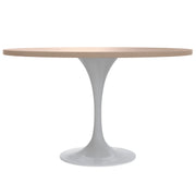 Verve Round Dining Table with MDF/Sintered Stone/Resin Tabletop in White Stainless Steel Pedestal Base - Elax Furniture