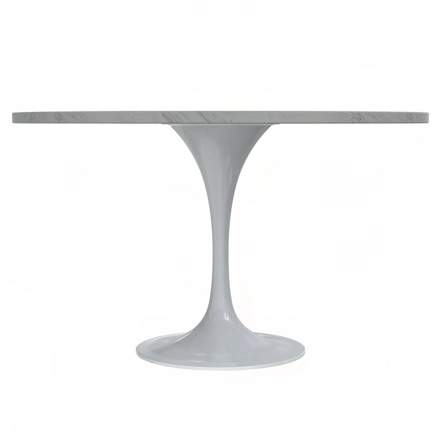 Verve Round Dining Table with MDF/Sintered Stone/Resin Tabletop in White Stainless Steel Pedestal Base - Elax Furniture