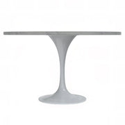 Verve Round Dining Table with MDF/Sintered Stone/Resin Tabletop in White Stainless Steel Pedestal Base - Elax Furniture