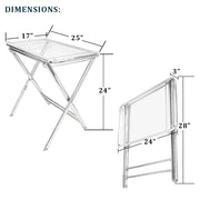 Victorian Acrylic Foldable End Side Table Tray with Chrome Metal Legs - Elax Furniture