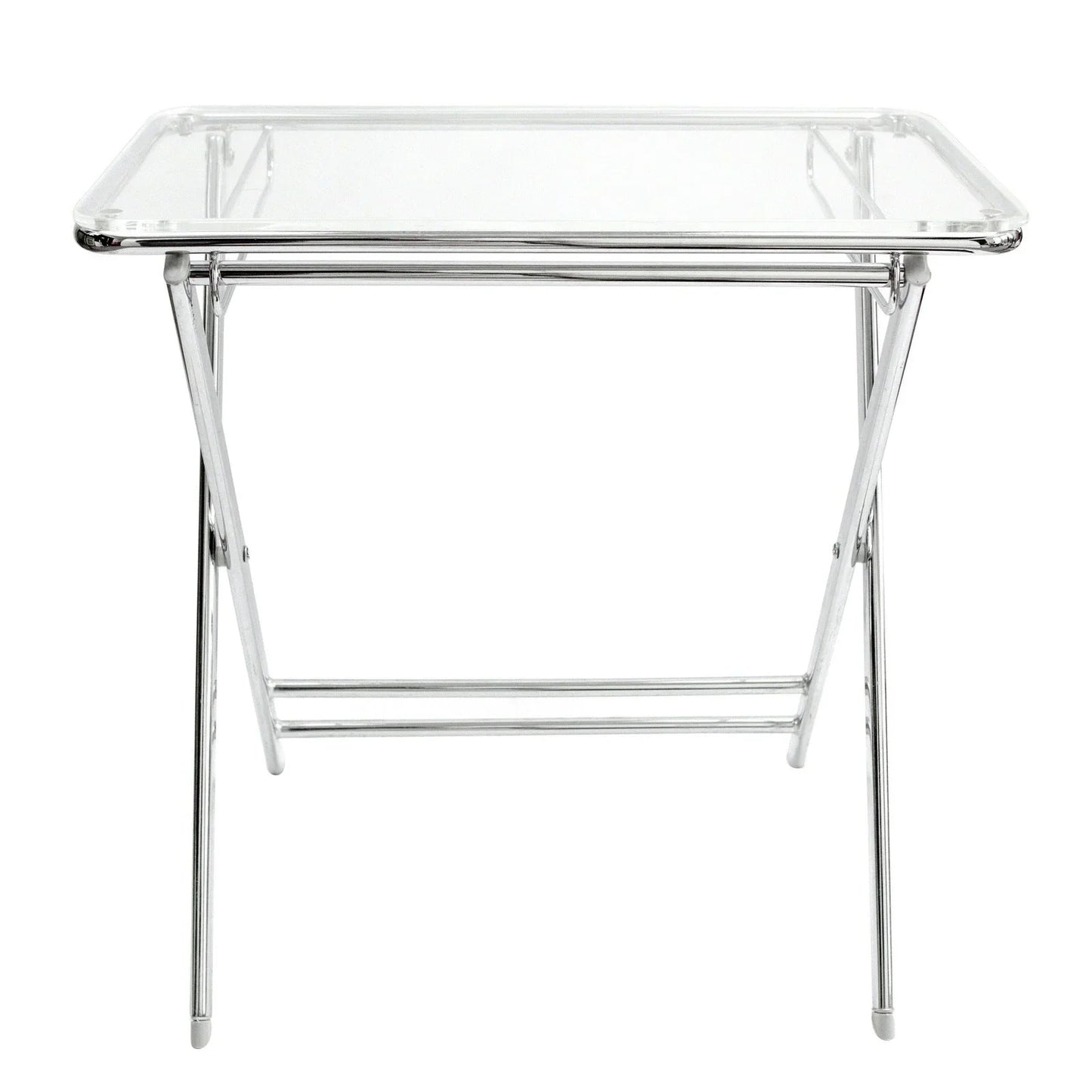 Victorian Acrylic Foldable End Side Table Tray with Chrome Metal Legs - Elax Furniture