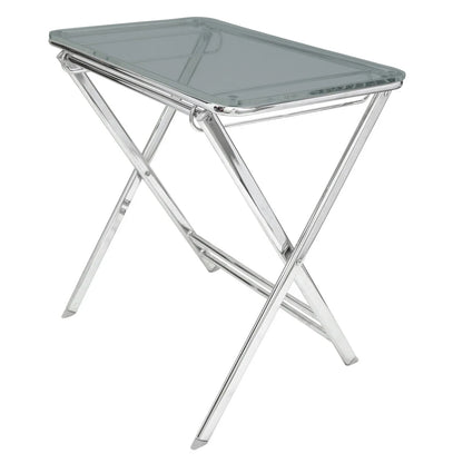 Victorian Acrylic Foldable End Side Table Tray with Chrome Metal Legs - Elax Furniture