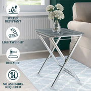 Victorian Acrylic Foldable End Side Table Tray with Chrome Metal Legs - Elax Furniture