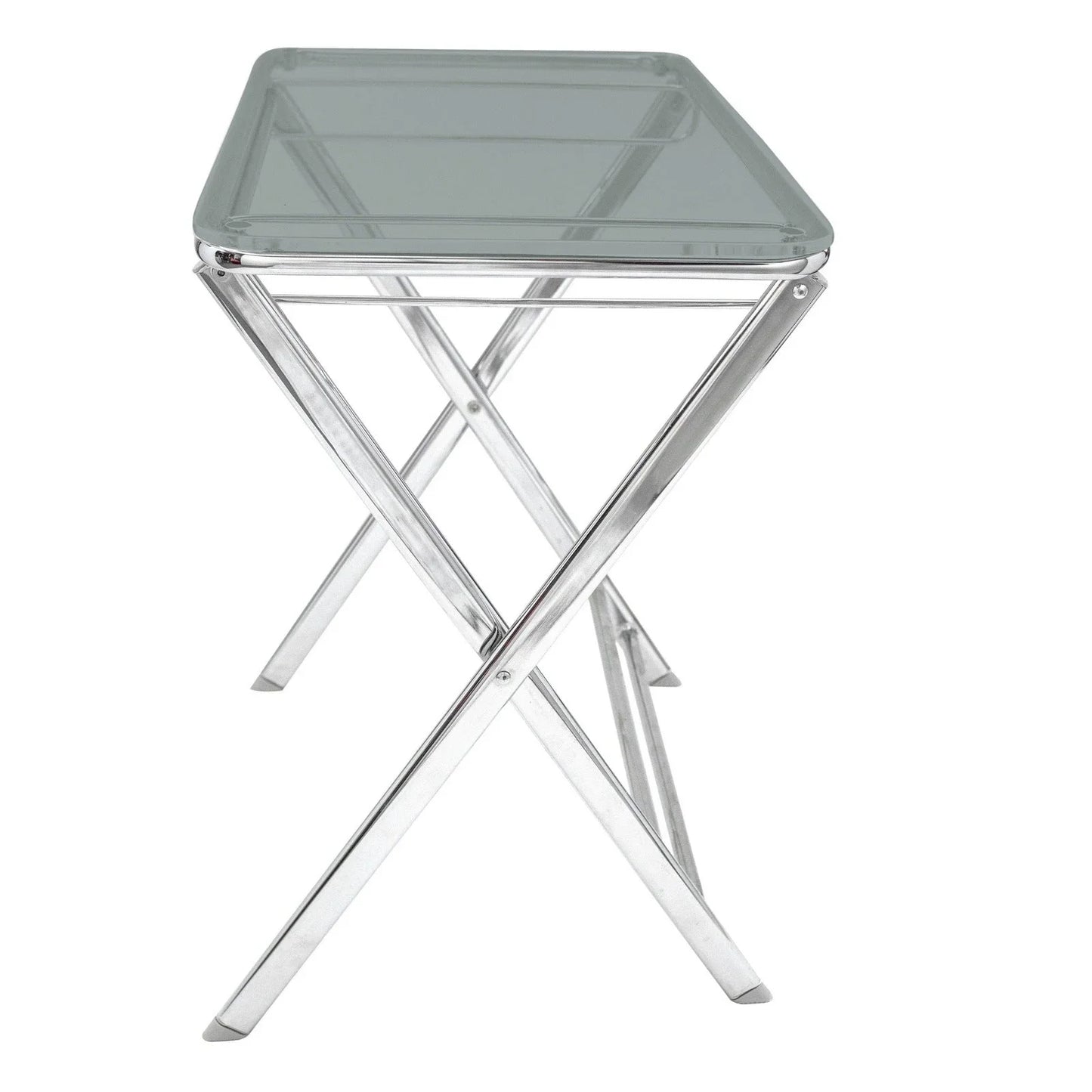 Victorian Acrylic Foldable End Side Table Tray with Chrome Metal Legs - Elax Furniture