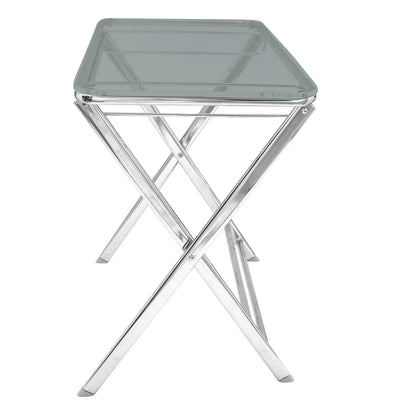 Victorian Acrylic Foldable End Side Table Tray with Chrome Metal Legs - Elax Furniture
