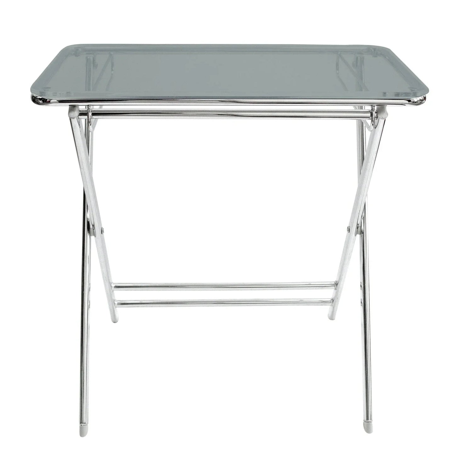 Victorian Acrylic Foldable End Side Table Tray with Chrome Metal Legs - Elax Furniture