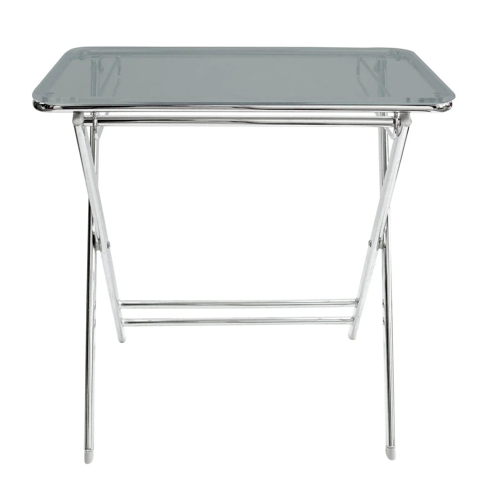 Victorian Acrylic Foldable End Side Table Tray with Chrome Metal Legs - Elax Furniture