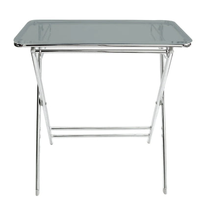 Victorian Acrylic Foldable End Side Table Tray with Chrome Metal Legs - Elax Furniture