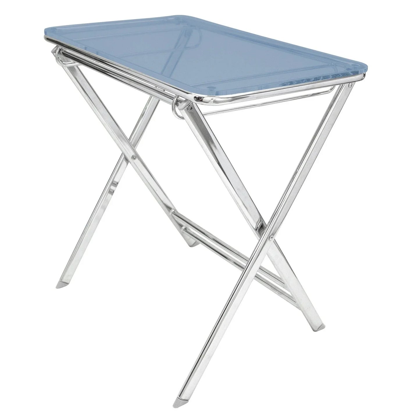 Victorian Acrylic Foldable End Side Table Tray with Chrome Metal Legs - Elax Furniture