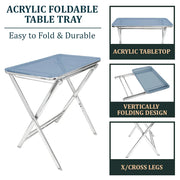 Victorian Acrylic Foldable End Side Table Tray with Chrome Metal Legs - Elax Furniture