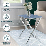 Victorian Acrylic Foldable End Side Table Tray with Chrome Metal Legs - Elax Furniture