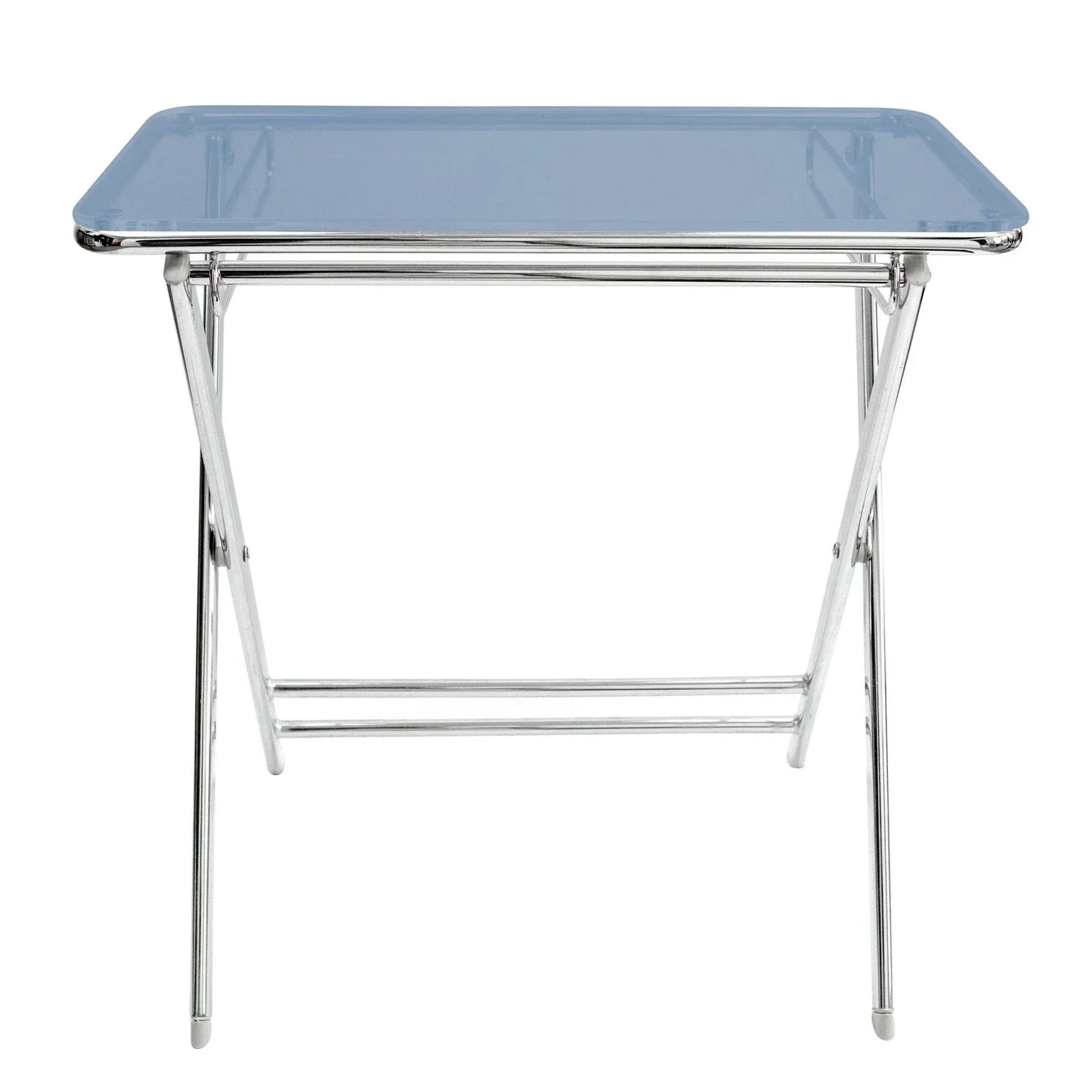 Victorian Acrylic Foldable End Side Table Tray with Chrome Metal Legs - Elax Furniture
