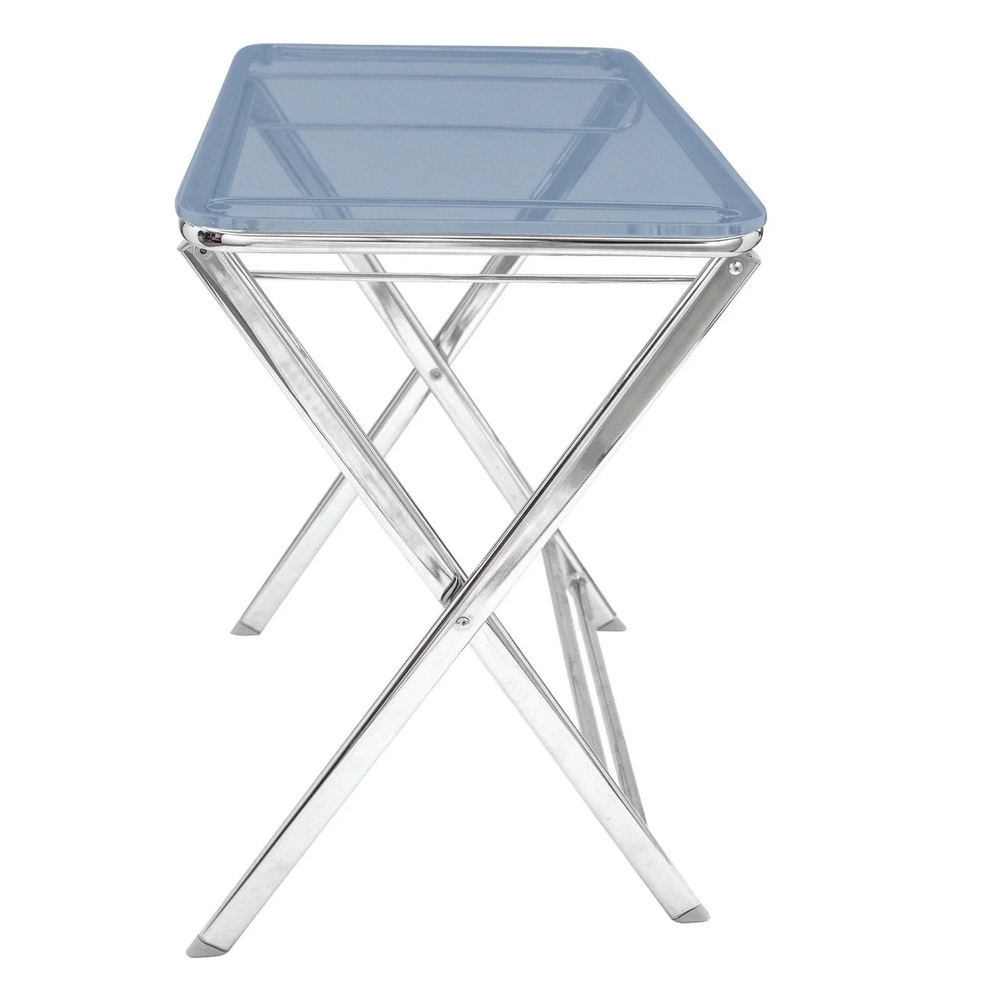 Victorian Acrylic Foldable End Side Table Tray with Chrome Metal Legs - Elax Furniture