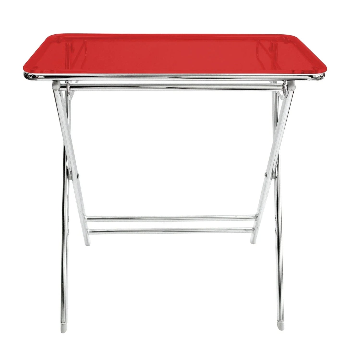 Victorian Acrylic Foldable End Side Table Tray with Chrome Metal Legs - Elax Furniture