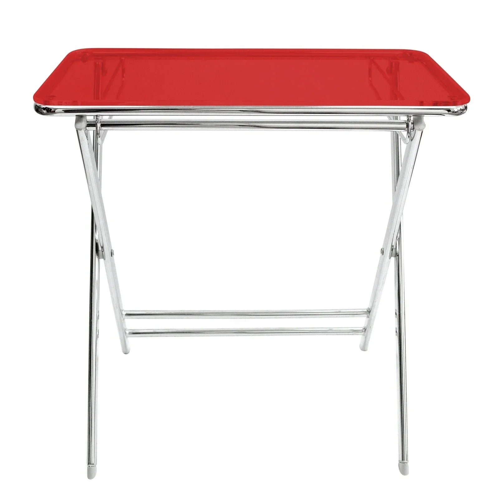 Victorian Acrylic Foldable End Side Table Tray with Chrome Metal Legs - Elax Furniture