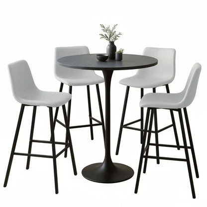 Elland 5-Piece Bar-Height Dining Set with Round MDF Bar Table and Leather Bar Stools - Elax Furniture