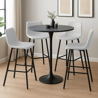 Elland 5-Piece Bar-Height Dining Set with Round MDF Bar Table and Leather Bar Stools - Elax Furniture