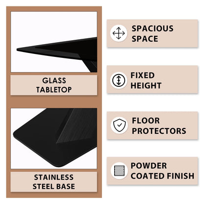 Voren Dining Table with Rectangular Tabletop with Gold/Black Stainless Steel Base - Elax Furniture
