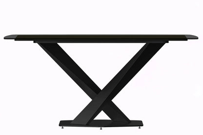 Voren Dining Table with Rectangular Tabletop with Gold/Black Stainless Steel Base - Elax Furniture