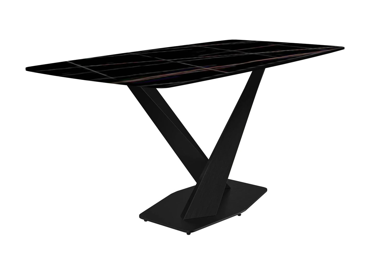 Voren Dining Table with Rectangular Tabletop with Gold/Black Stainless Steel Base - Elax Furniture
