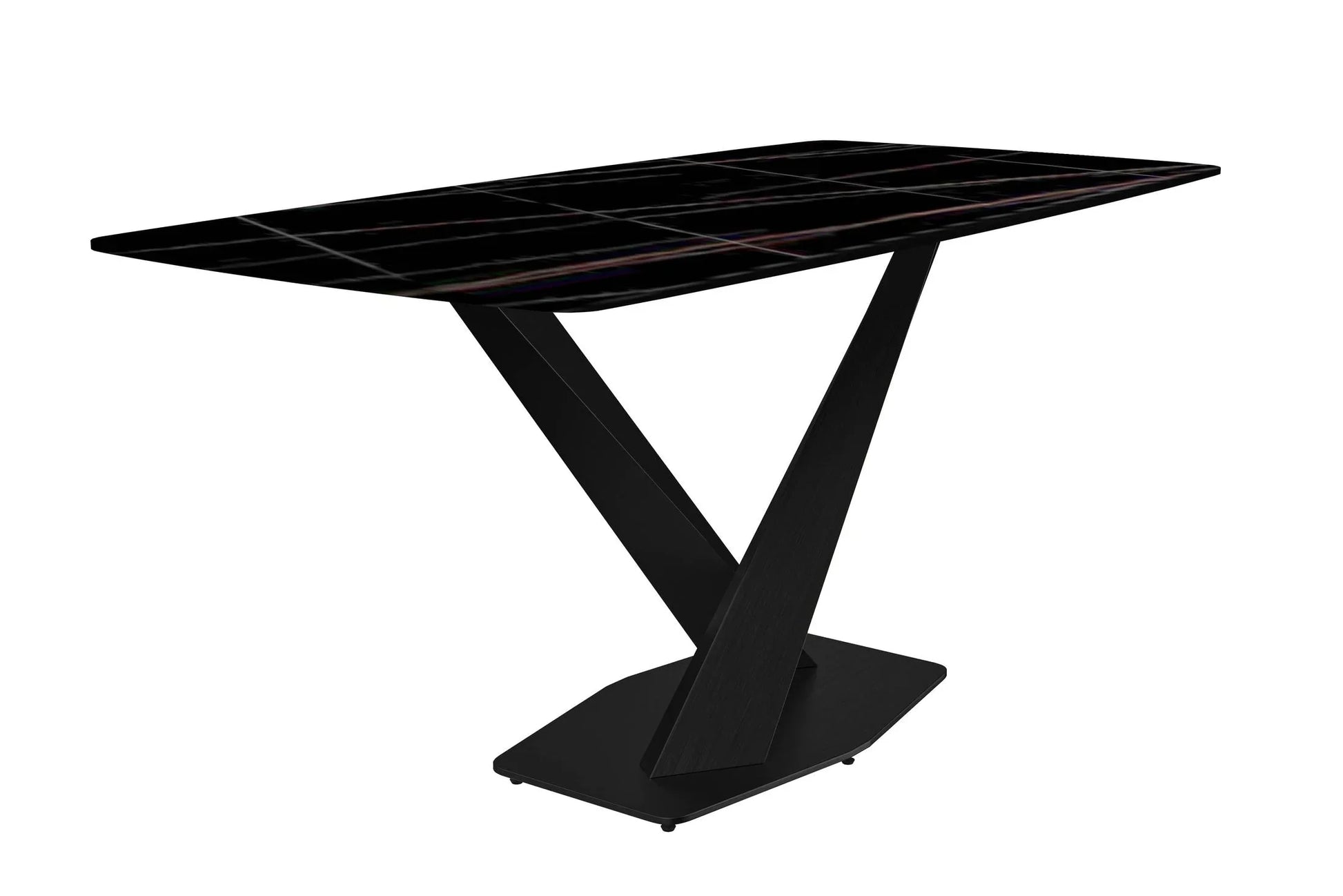 Voren Dining Table with Rectangular Tabletop with Gold/Black Stainless Steel Base - Elax Furniture