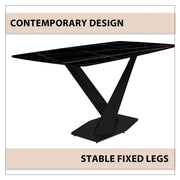 Voren Dining Table with Rectangular Tabletop with Gold/Black Stainless Steel Base - Elax Furniture