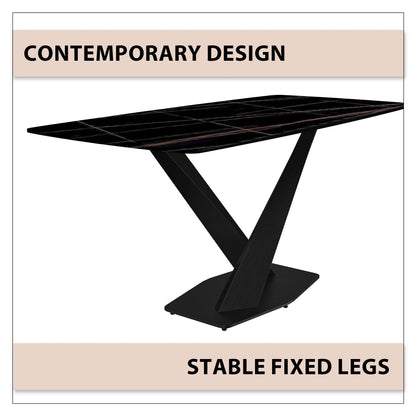 Voren Dining Table with Rectangular Tabletop with Gold/Black Stainless Steel Base - Elax Furniture