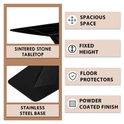 Voren Dining Table with Rectangular Tabletop with Gold/Black Stainless Steel Base - Elax Furniture