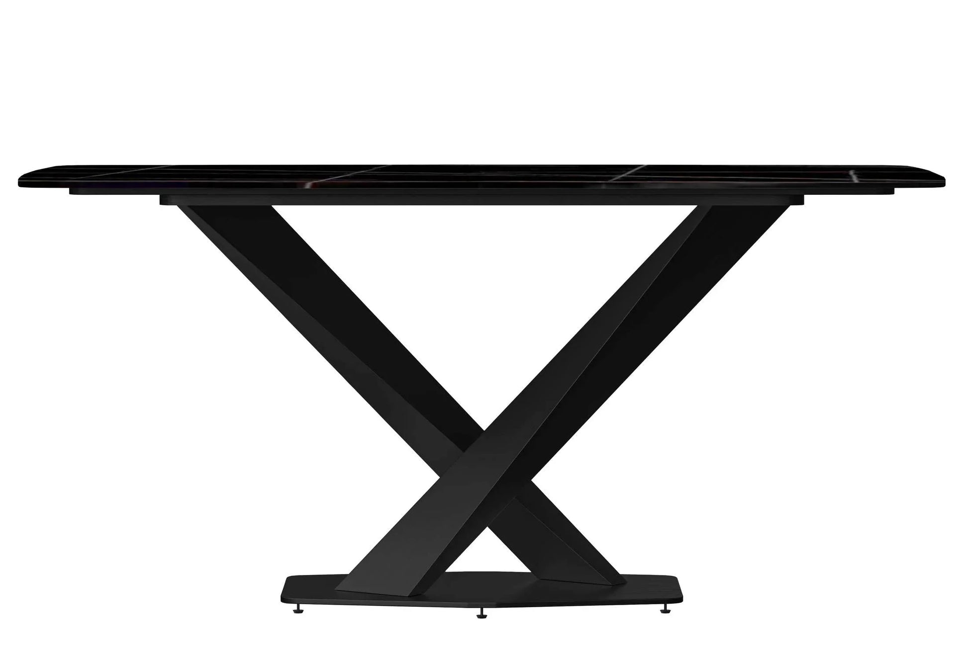 Voren Dining Table with Rectangular Tabletop with Gold/Black Stainless Steel Base - Elax Furniture