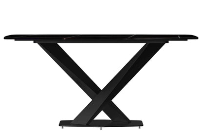 Voren Dining Table with Rectangular Tabletop with Gold/Black Stainless Steel Base - Elax Furniture