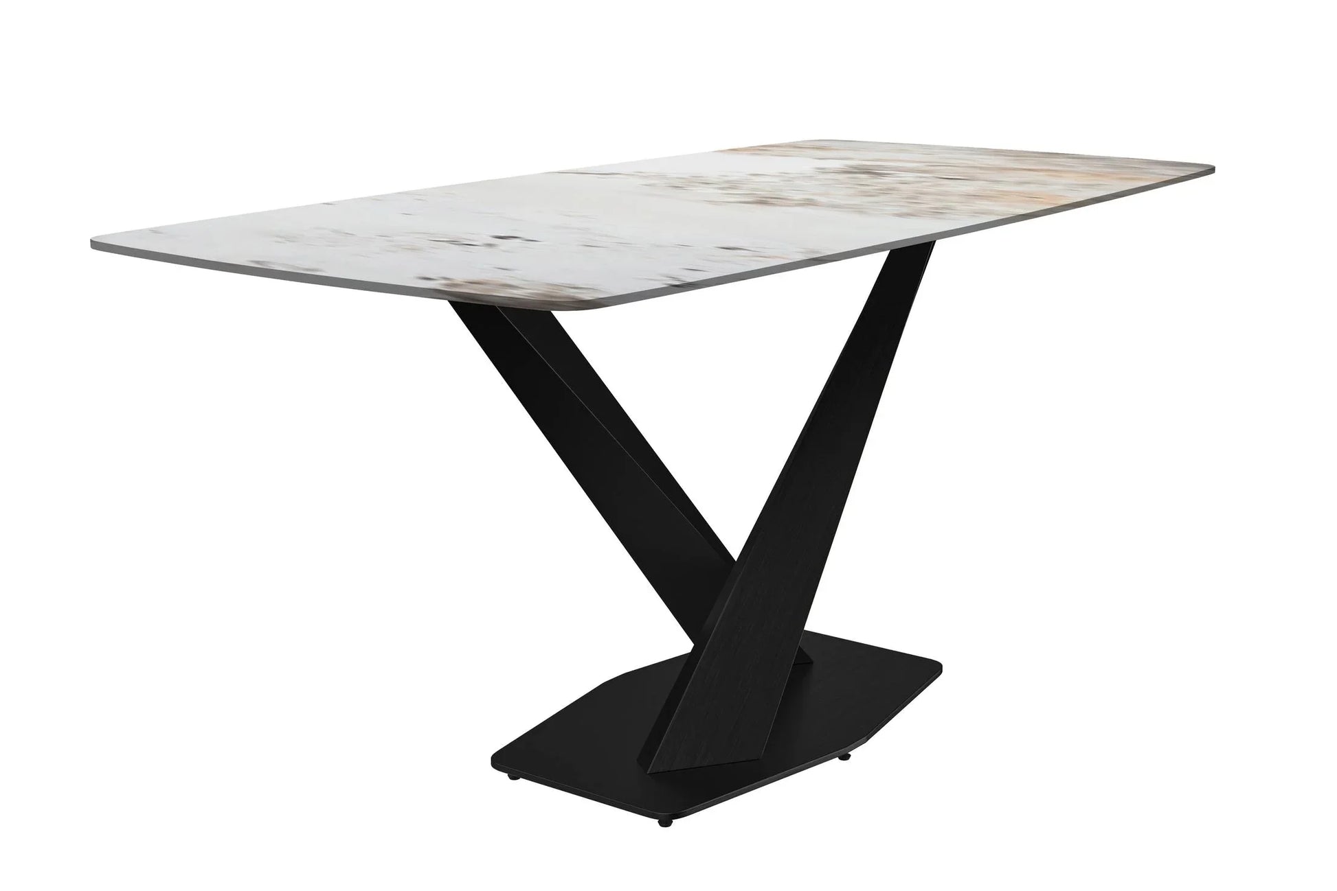 Voren Dining Table with Rectangular Tabletop with Gold/Black Stainless Steel Base - Elax Furniture