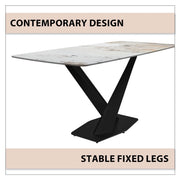 Voren Dining Table with Rectangular Tabletop with Gold/Black Stainless Steel Base - Elax Furniture