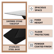 Voren Dining Table with Rectangular Tabletop with Gold/Black Stainless Steel Base - Elax Furniture
