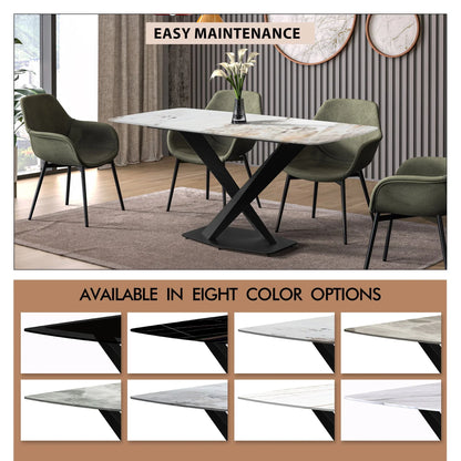 Voren Dining Table with Rectangular Tabletop with Gold/Black Stainless Steel Base - Elax Furniture