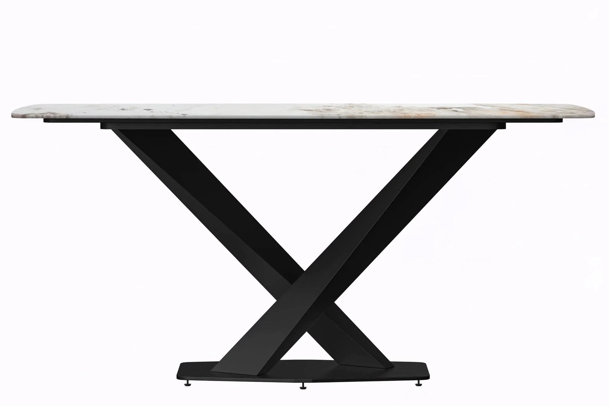 Voren Dining Table with Rectangular Tabletop with Gold/Black Stainless Steel Base - Elax Furniture