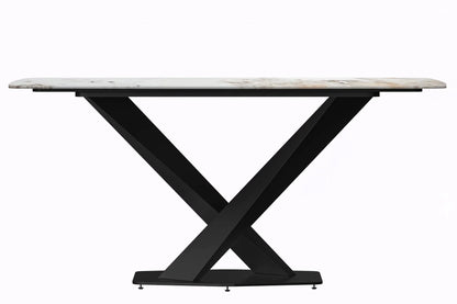 Voren Dining Table with Rectangular Tabletop with Gold/Black Stainless Steel Base - Elax Furniture